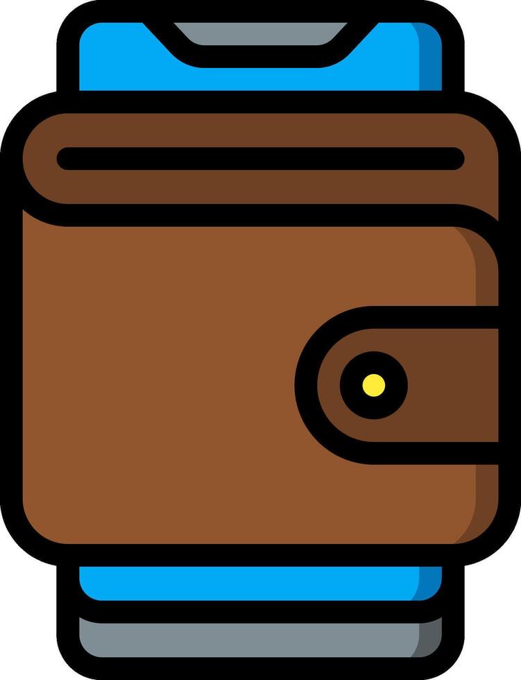 Wallet icon with a blue and brown color vector