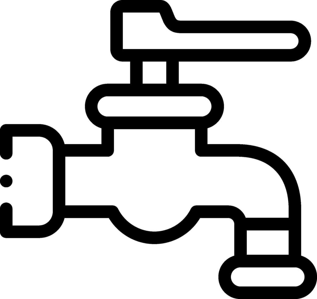 A black and white illustration of a water faucet vector