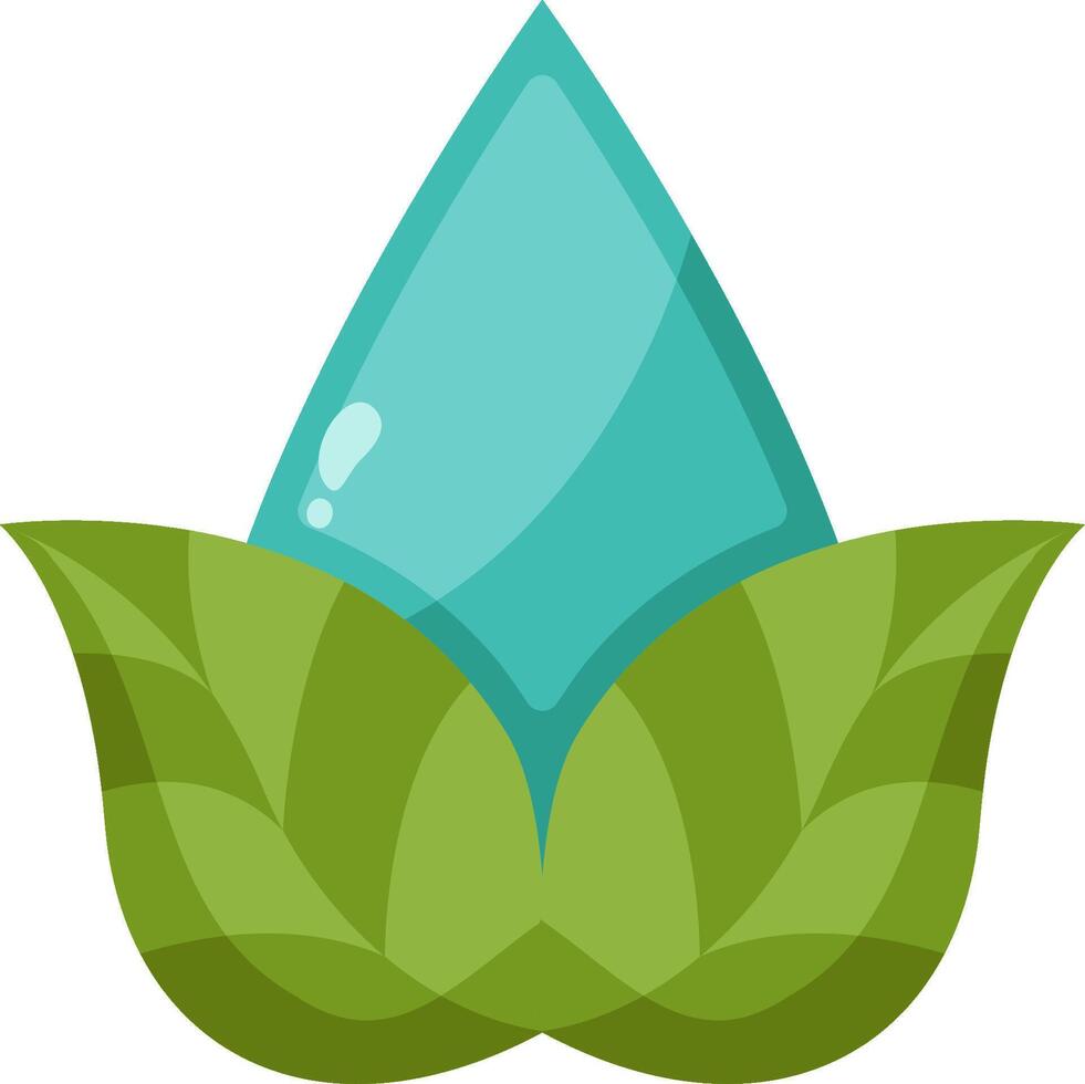A green leaf with a drop of water vector