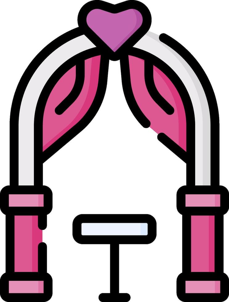 A wedding arch with pink and white decorations vector