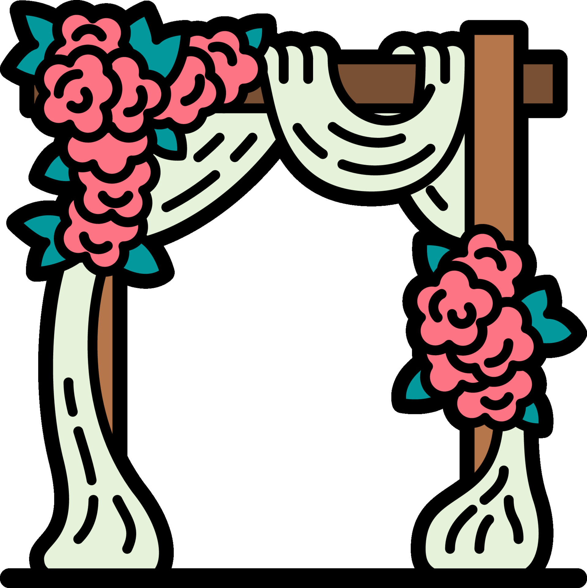 An arch with flowers and a curtain 50371108 Vector Art at Vecteezy