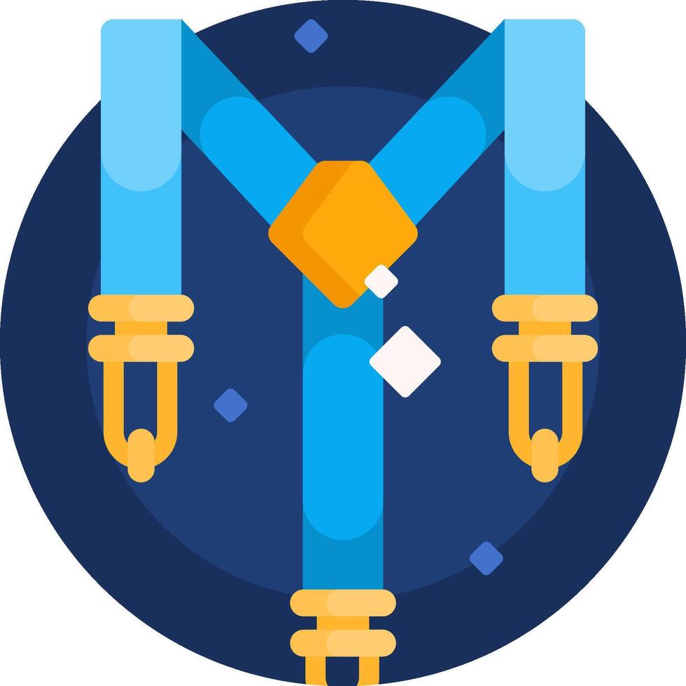 A blue and yellow suspenders with a yellow m vector