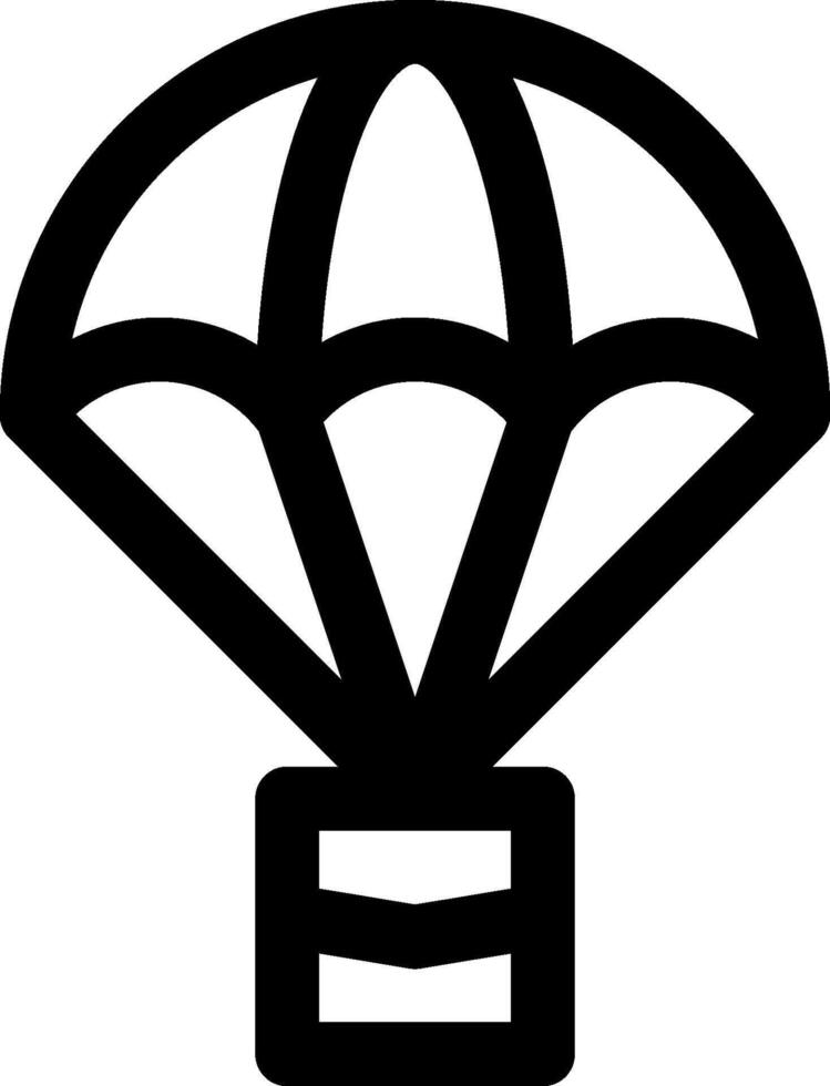 A black and white image of a parachute vector