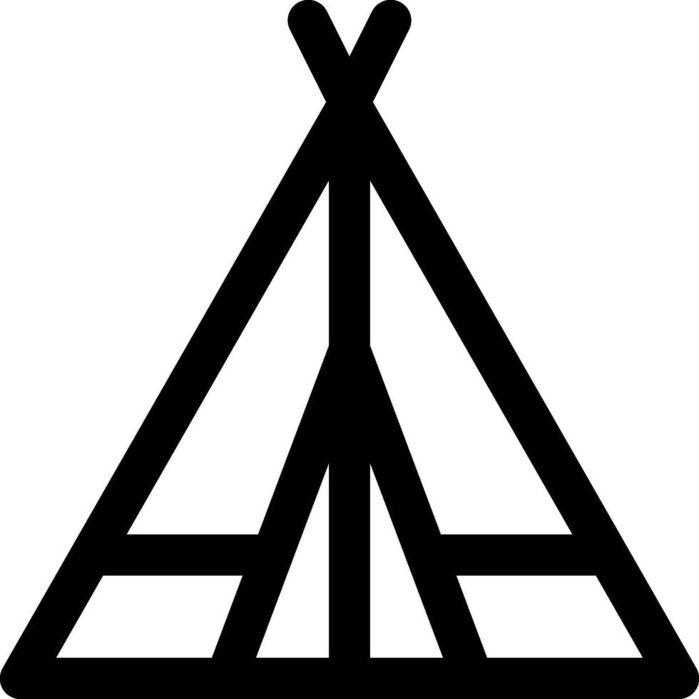 A black and white image of a tent vector
