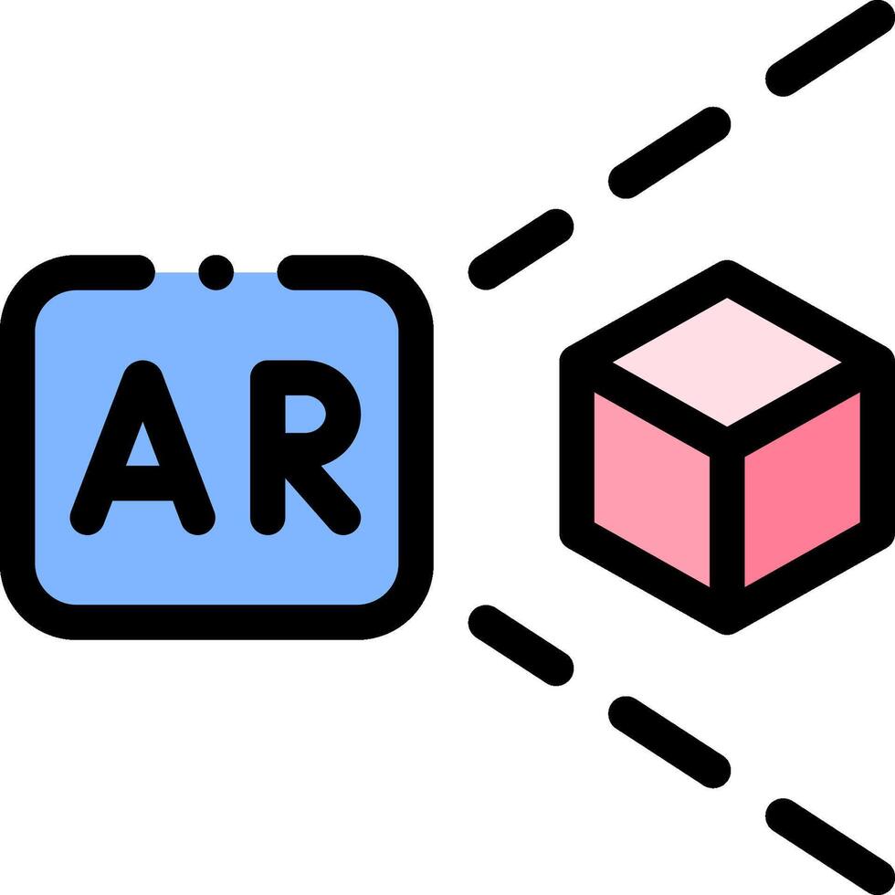 A blue and pink cube with the word ar on it vector