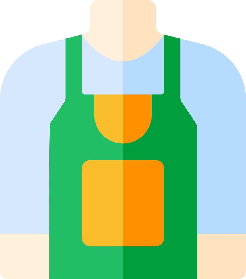 A man wearing an apron and a green shirt vector