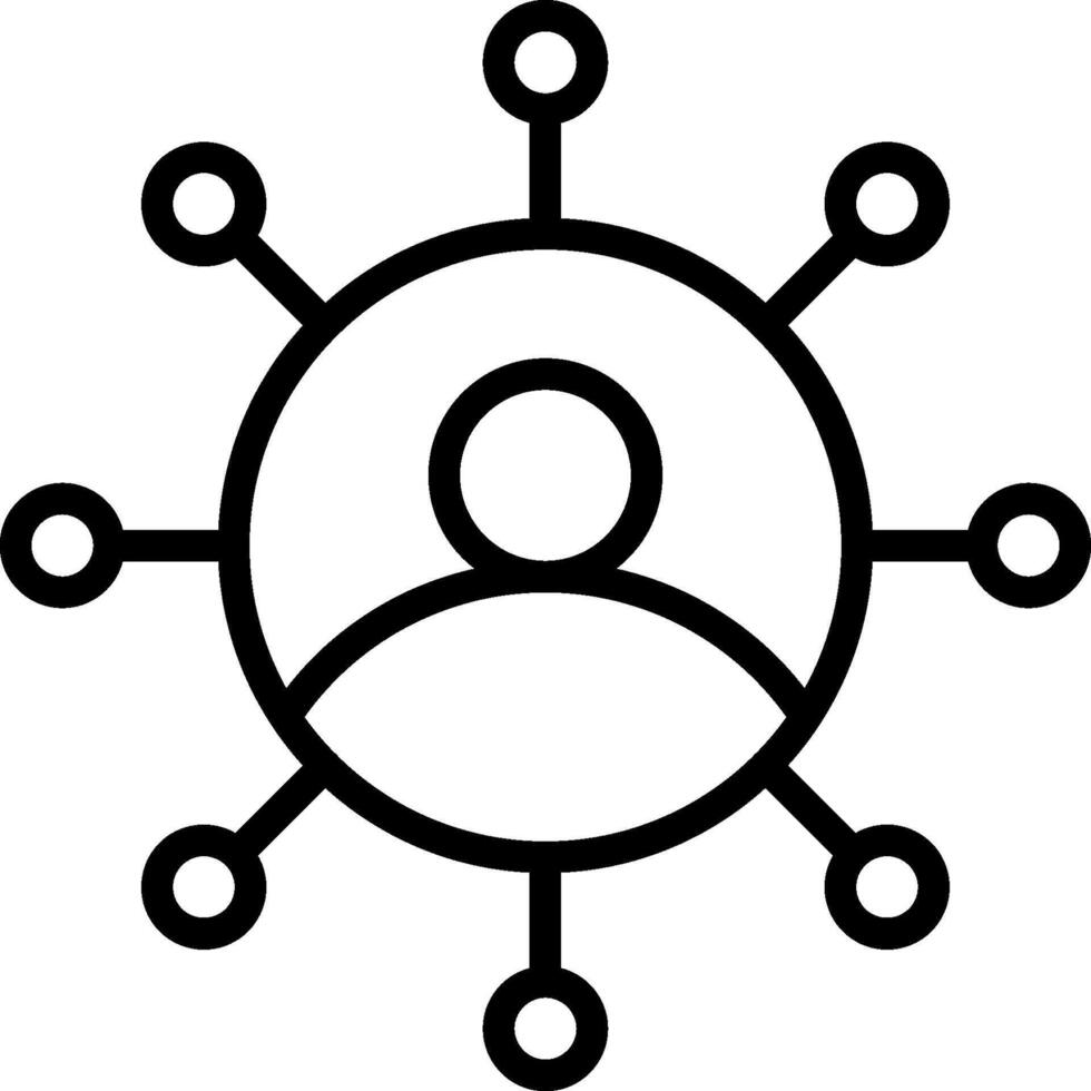A black and white icon of a person in a circle vector