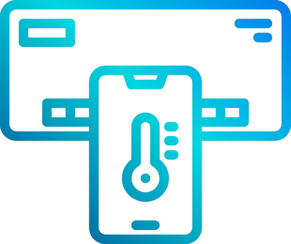 A phone and a thermostat are connected to a wall vector