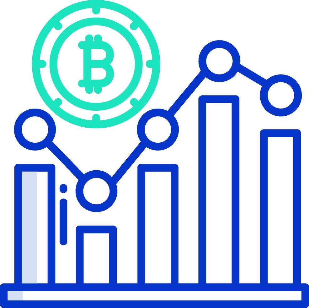 Bitcoin chart icon vector