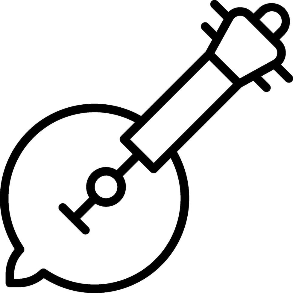 A black and white drawing of a mandolin vector