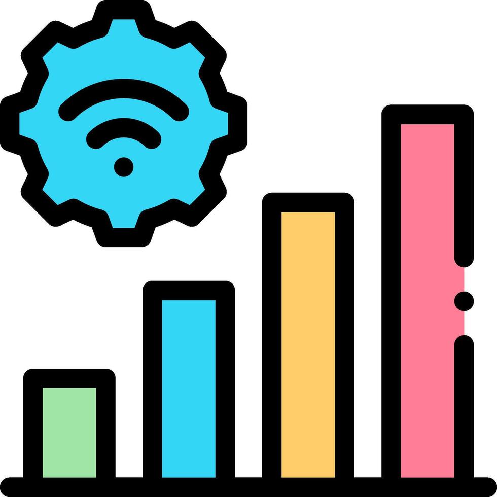 A wifi icon with a gear and bar graph vector
