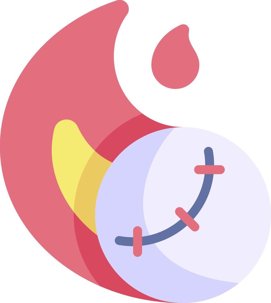 A red and yellow yin yang symbol with a knife and a blood drop vector