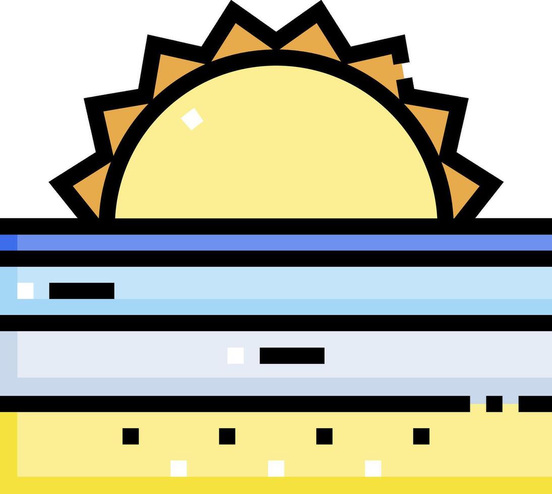 A sun and a stack of books on a white background vector