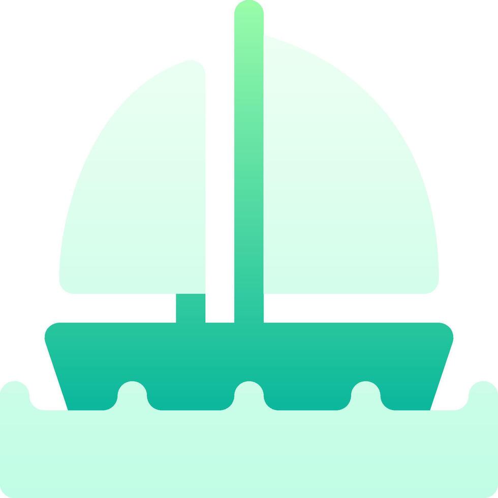 A green sailboat floating in the ocean vector