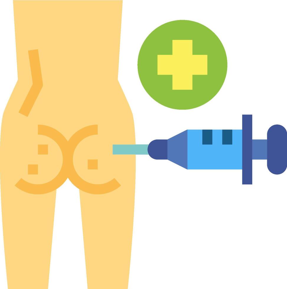 A syringe is being used to inject a person's leg vector