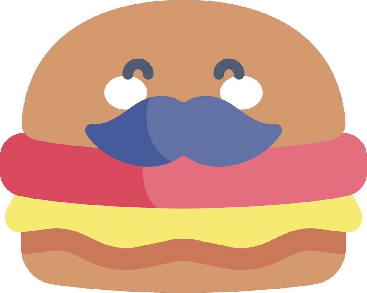A hamburger with a mustache and mustache vector
