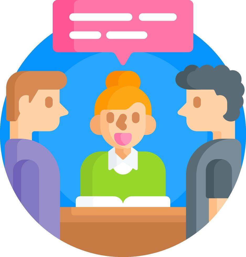 A man and woman are talking to each other in a classroom vector