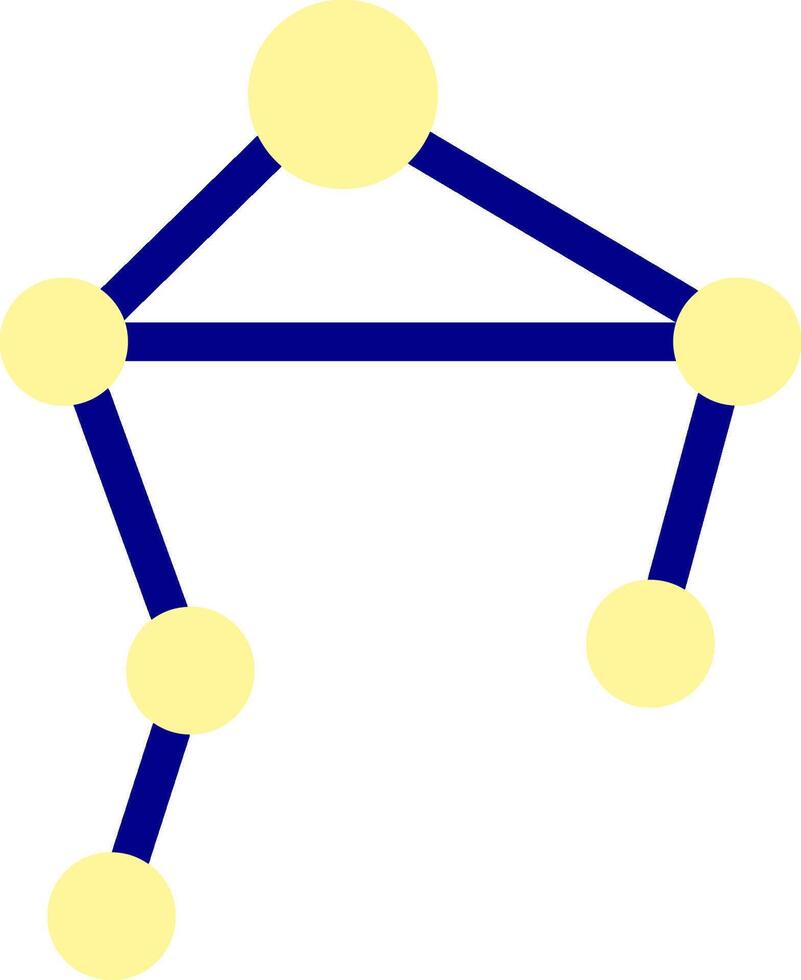 A blue and yellow star with four dots on it vector