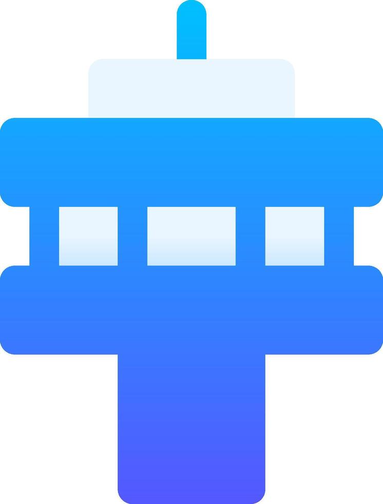 A blue and white tower with a blue light vector