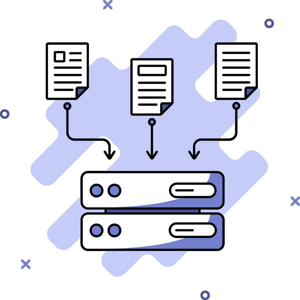 A server with two documents and a folder vector