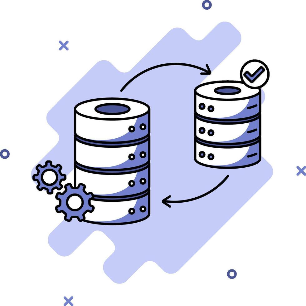 un diagrama de un servidor con dos servidores y un cheque marca vector