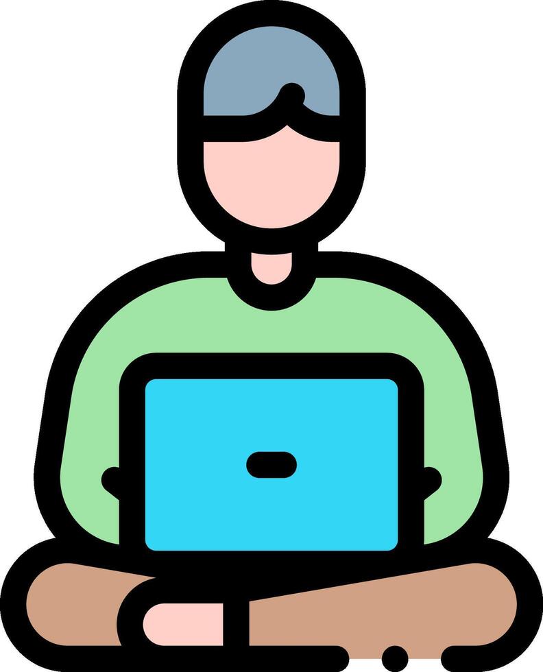 A man sitting on the floor with a laptop vector