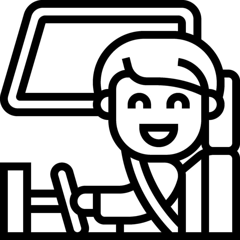 A man in a car is smiling and holding a steering wheel vector