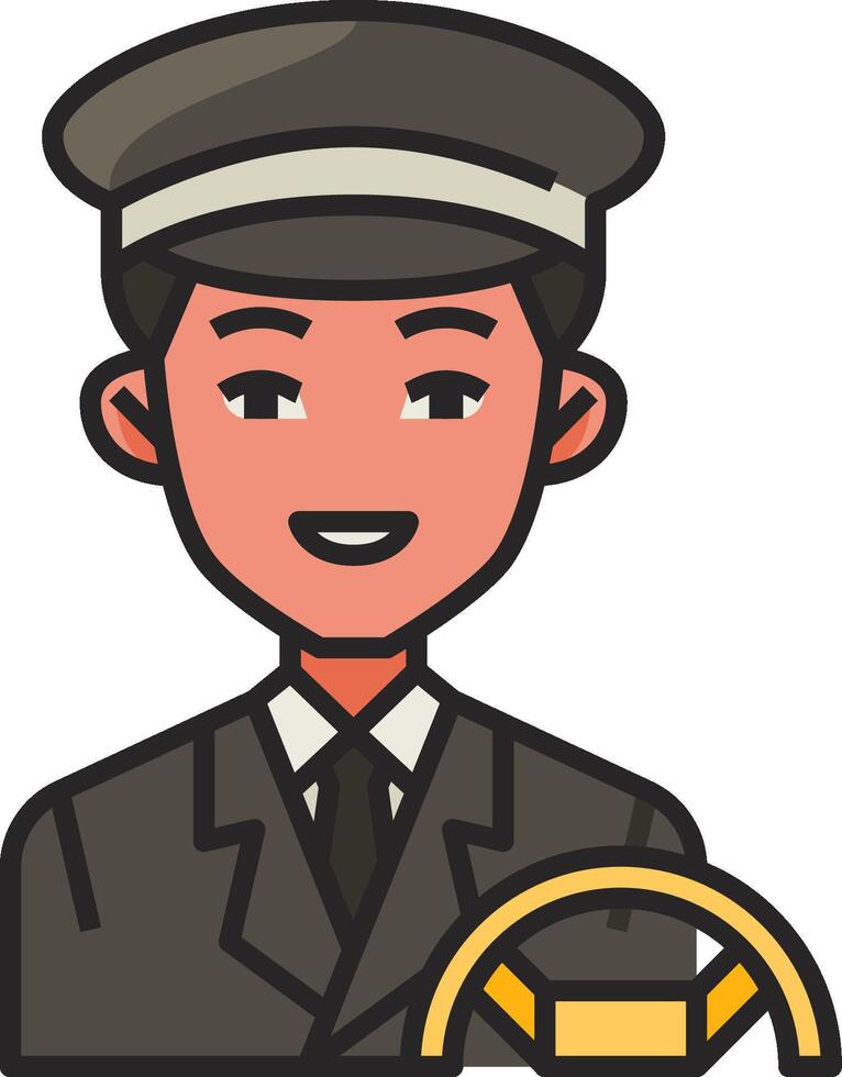 A cartoon man in uniform holding a steering wheel vector