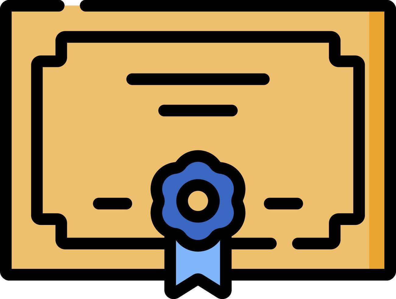 A certificate icon with a blue ribbon vector