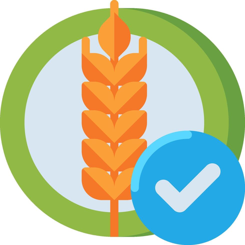 A wheat ear with a tick and a blue check mark vector