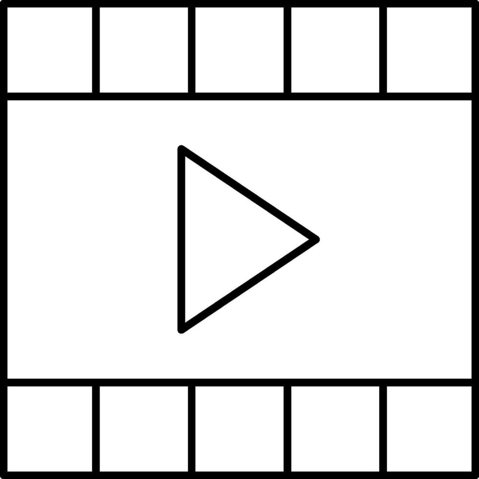 A play button with a black outline vector