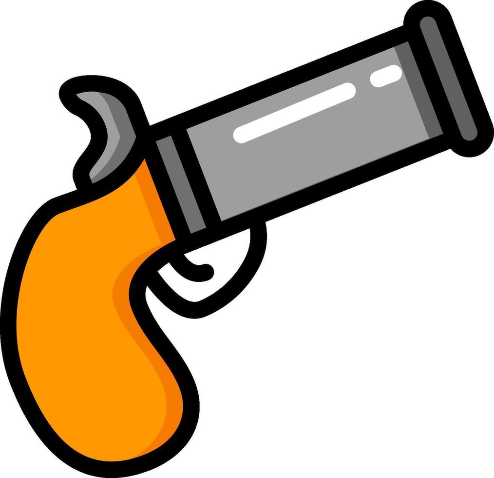 A cartoon gun with orange and black handle vector