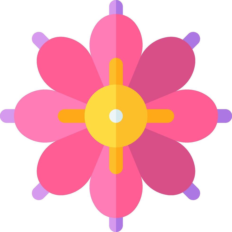 A pink flower with yellow center on a white background vector