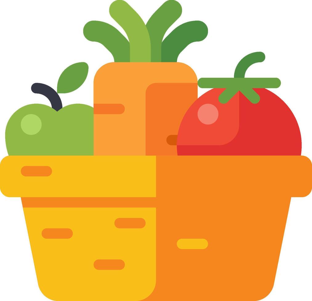 A basket full of vegetables and fruit vector