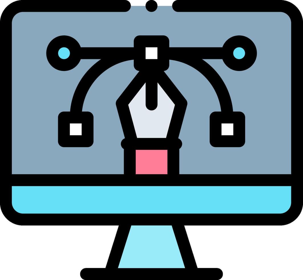 A computer monitor with a pen and a computer vector