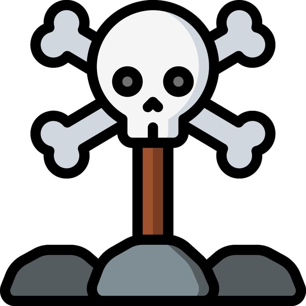 A skull and crossbones on a rock vector