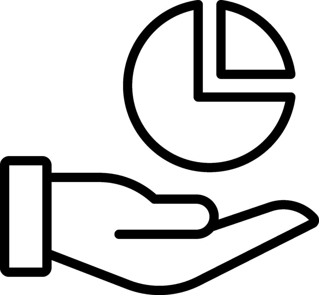 Hand holding a pie chart icon vector