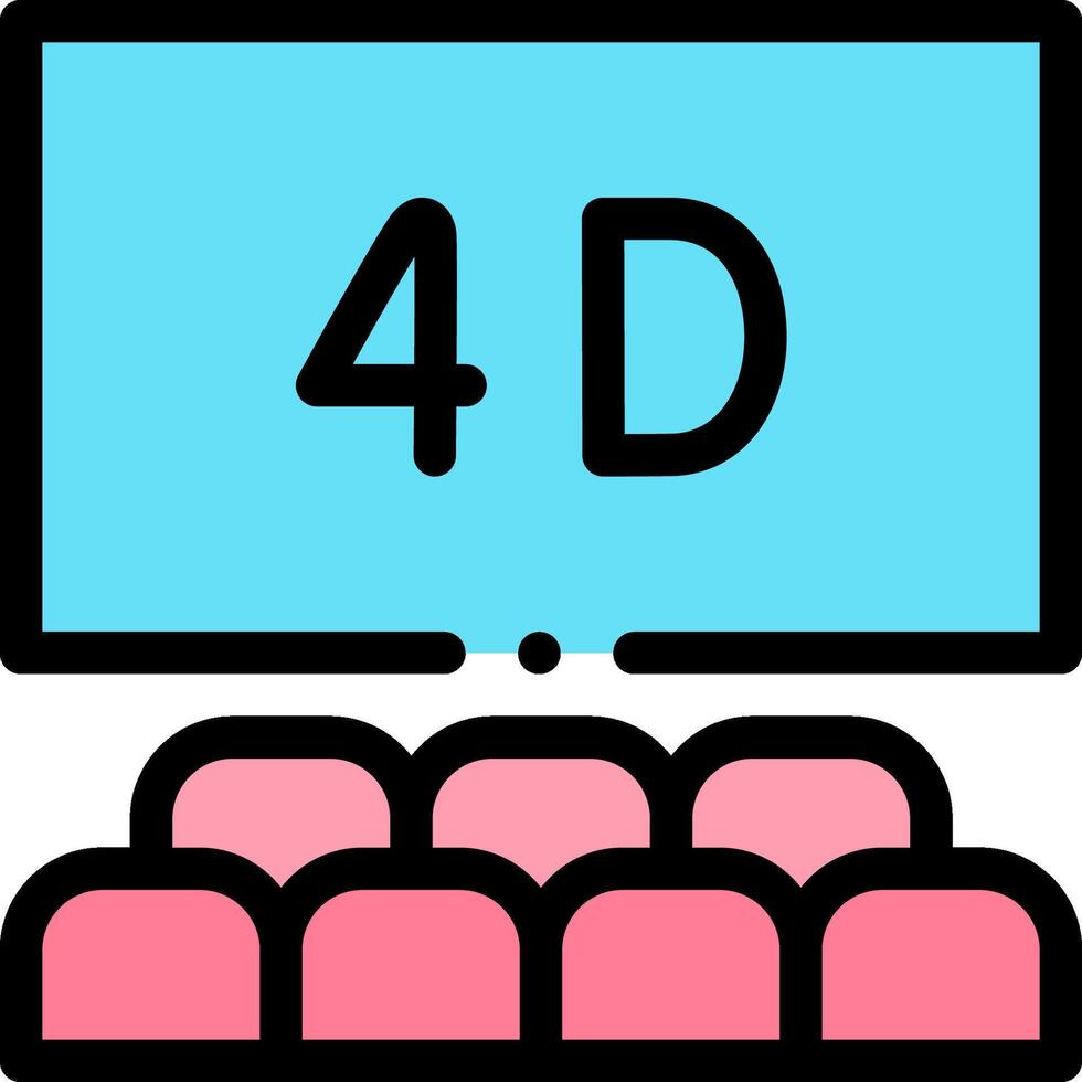 A movie theater with a 4d screen and a sign that says 4d vector