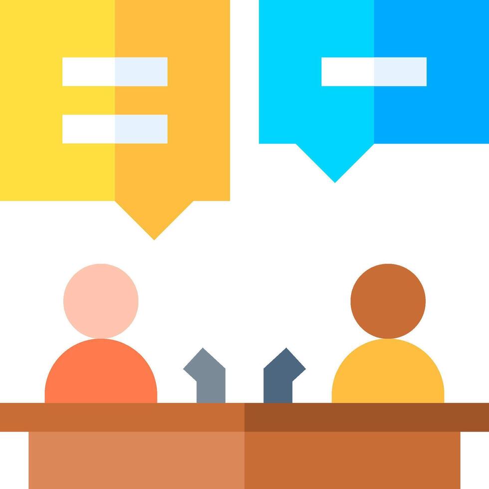 Two people sitting at a table with speech bubbles above them vector