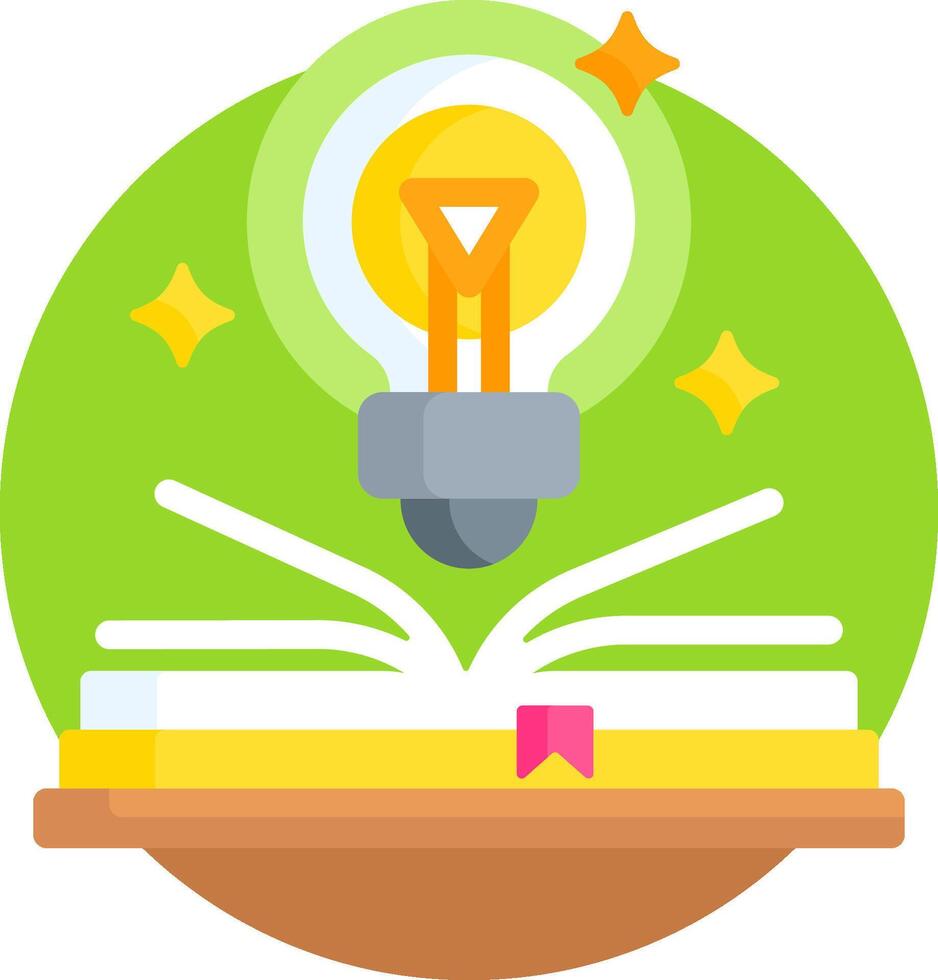 An open book with a light bulb on top vector