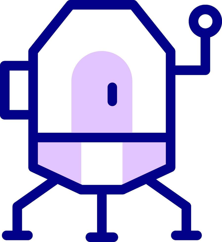 A purple robot with a purple hat and purple arms vector