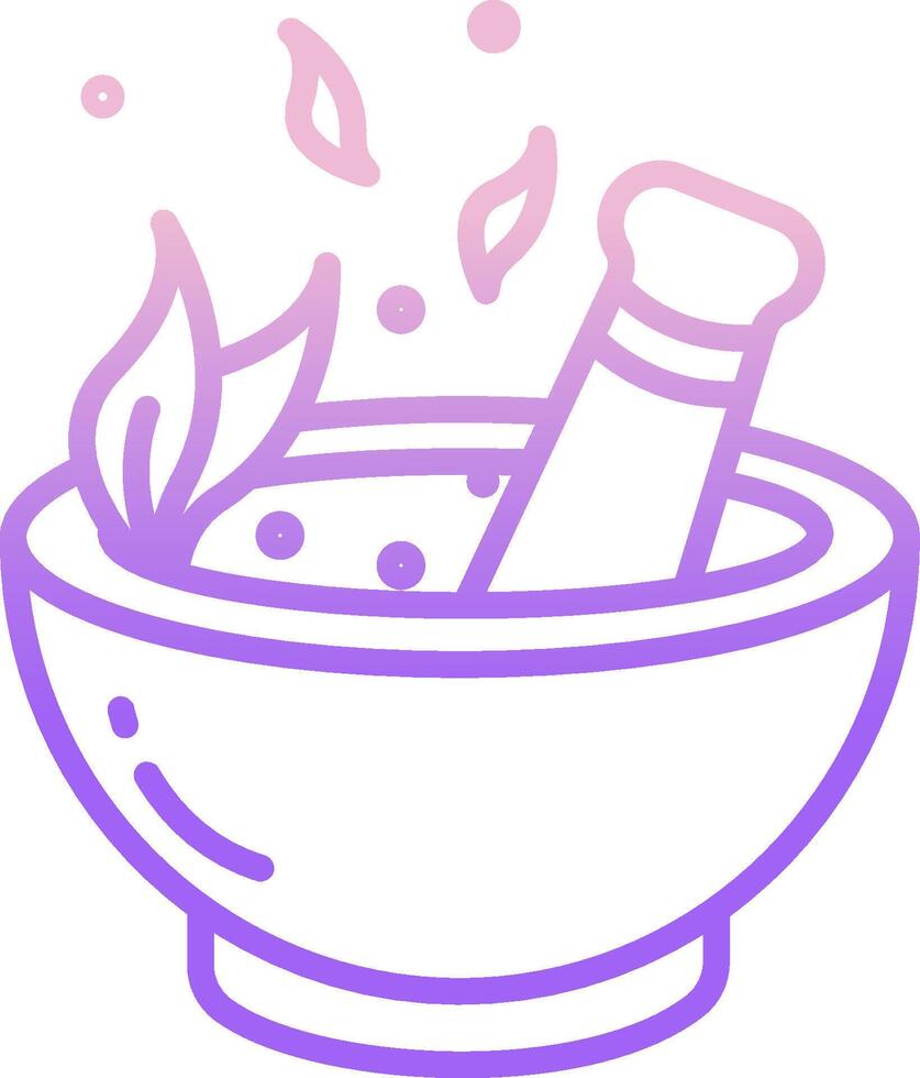 A purple and white outline of a bowl with a bottle of wine vector
