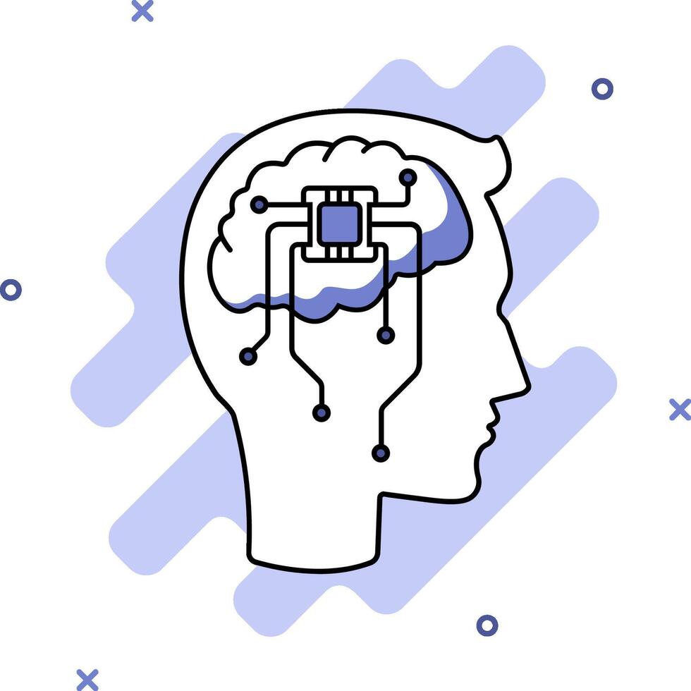 A brain with a circuit board in it vector