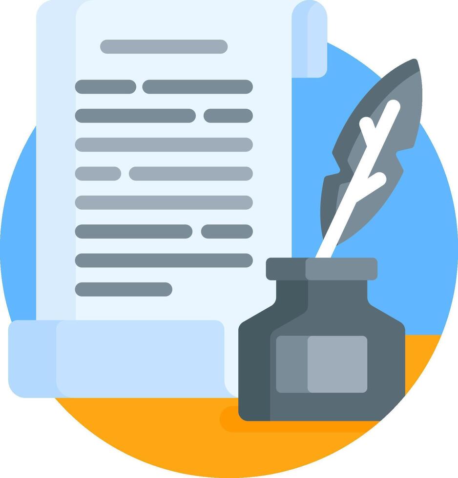 Writing a letter with a quill and ink vector