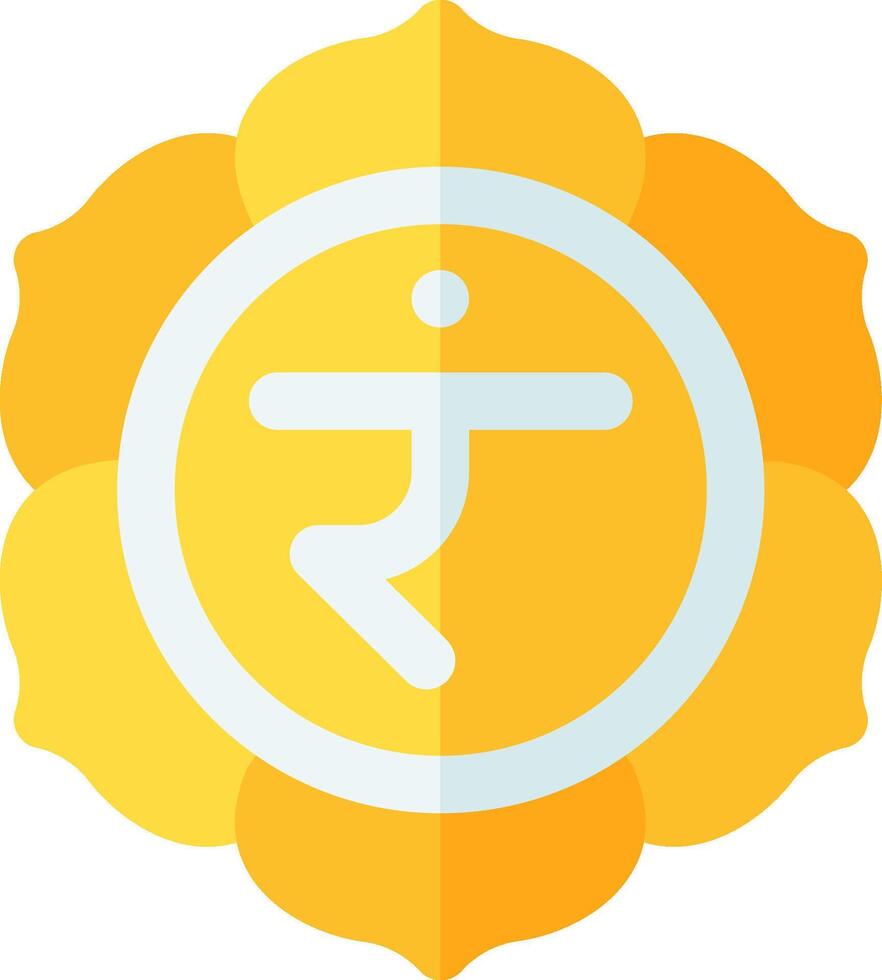 A yellow flower with the symbol for the chakra vector