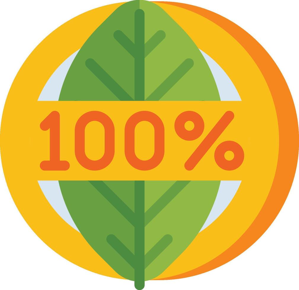 100 percent organic leaf icon vector