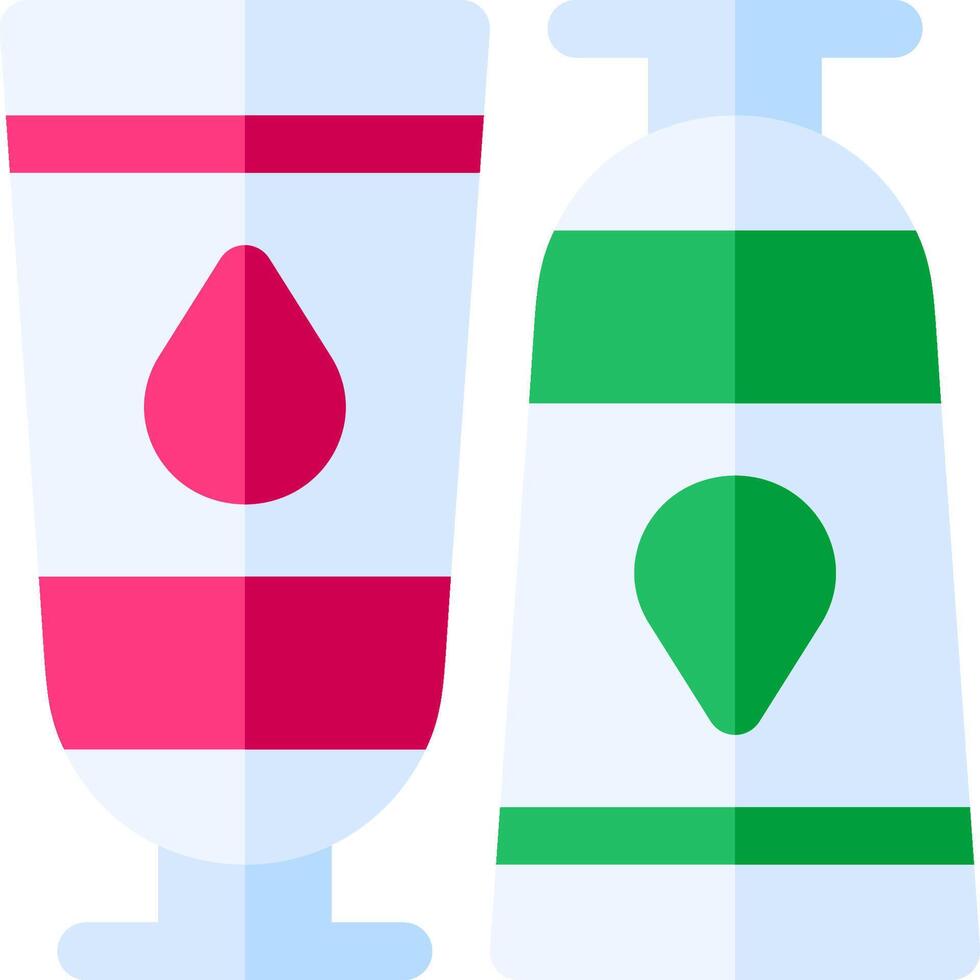 Two tubes of toothpaste with green and pink liquid vector