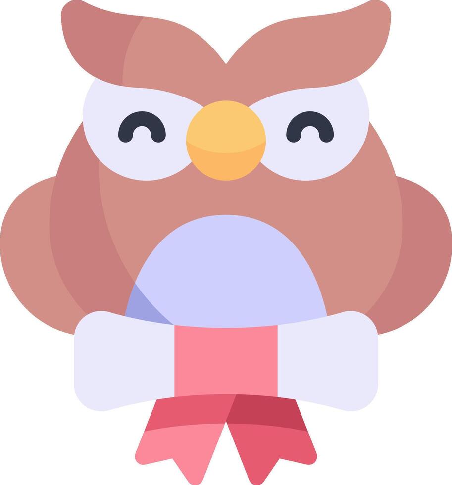 An owl with a ribbon around its neck vector