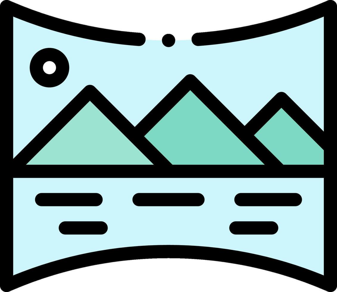 A flat image of mountains and a mountain range vector