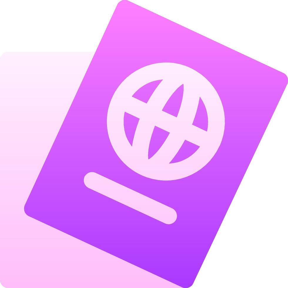 A purple and pink passport with a globe on it vector